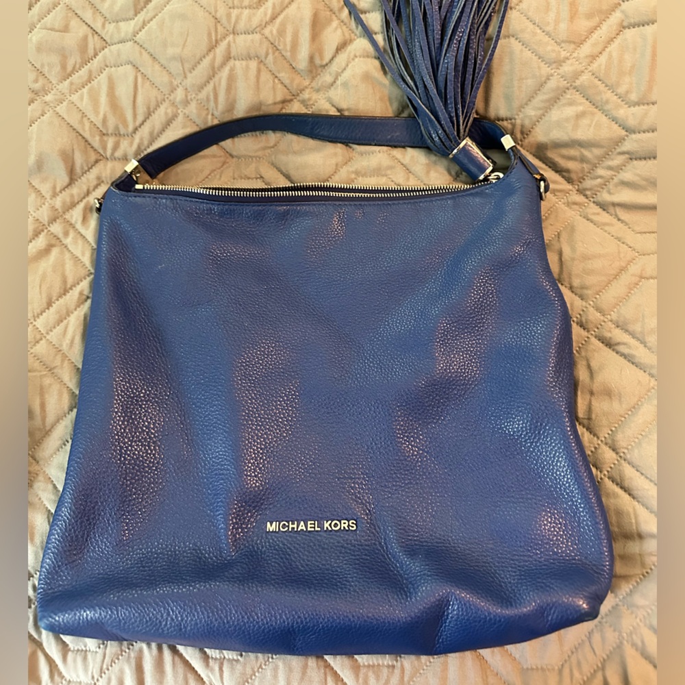 Michael Kors electric blue leather fringe purse